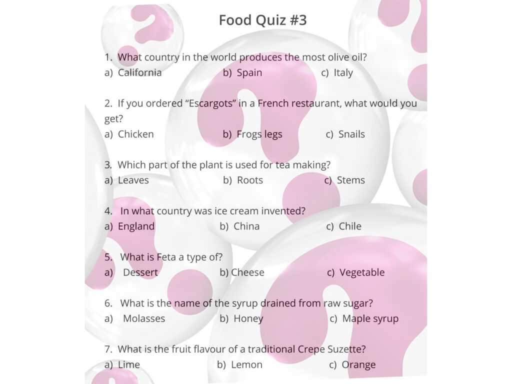 food quiz #1 - marias place